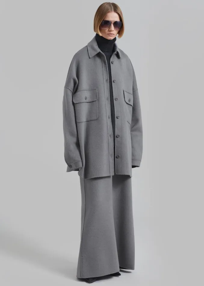 Women The Frankie Shop Tops Dallas Wool Overshirt Grey