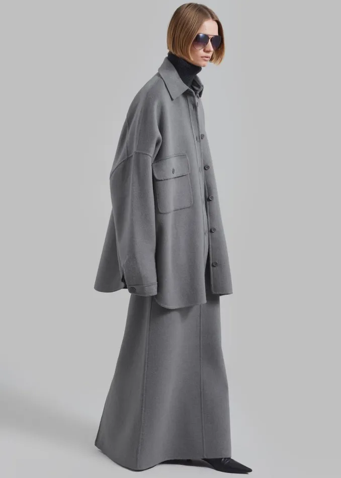 Women The Frankie Shop Tops Dallas Wool Overshirt Grey