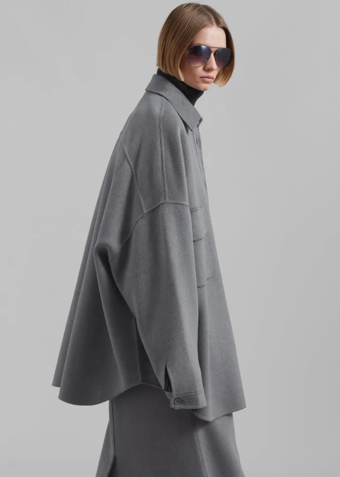 Women The Frankie Shop Tops Dallas Wool Overshirt Grey