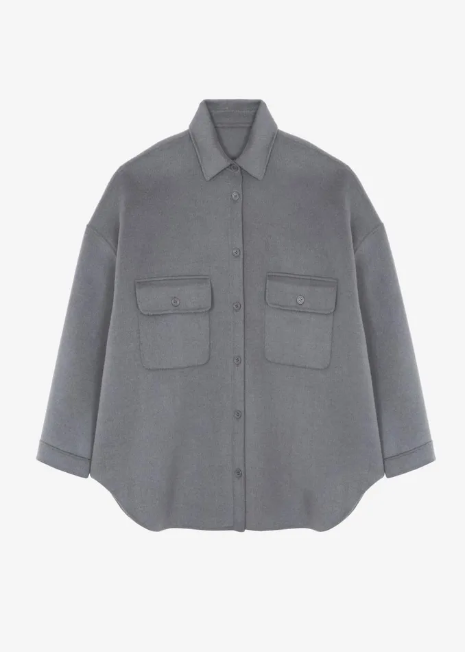 Women The Frankie Shop Tops Dallas Wool Overshirt Grey