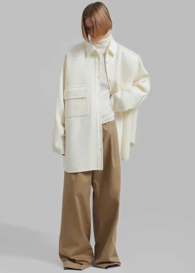 Women The Frankie Shop Tops Dallas Wool Overshirt Ivory