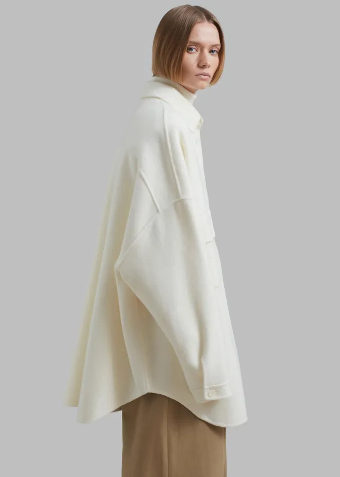 Women The Frankie Shop Tops Dallas Wool Overshirt Ivory