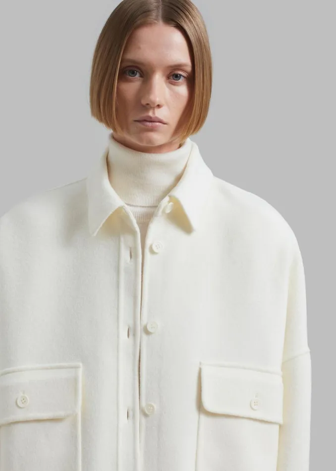 Women The Frankie Shop Tops Dallas Wool Overshirt Ivory