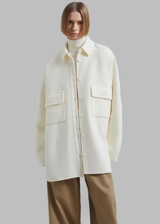 Women The Frankie Shop Tops Dallas Wool Overshirt Ivory