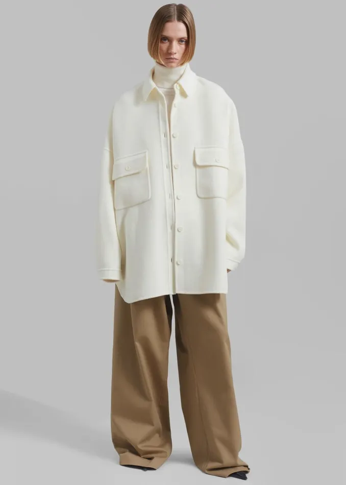 Women The Frankie Shop Tops Dallas Wool Overshirt Ivory