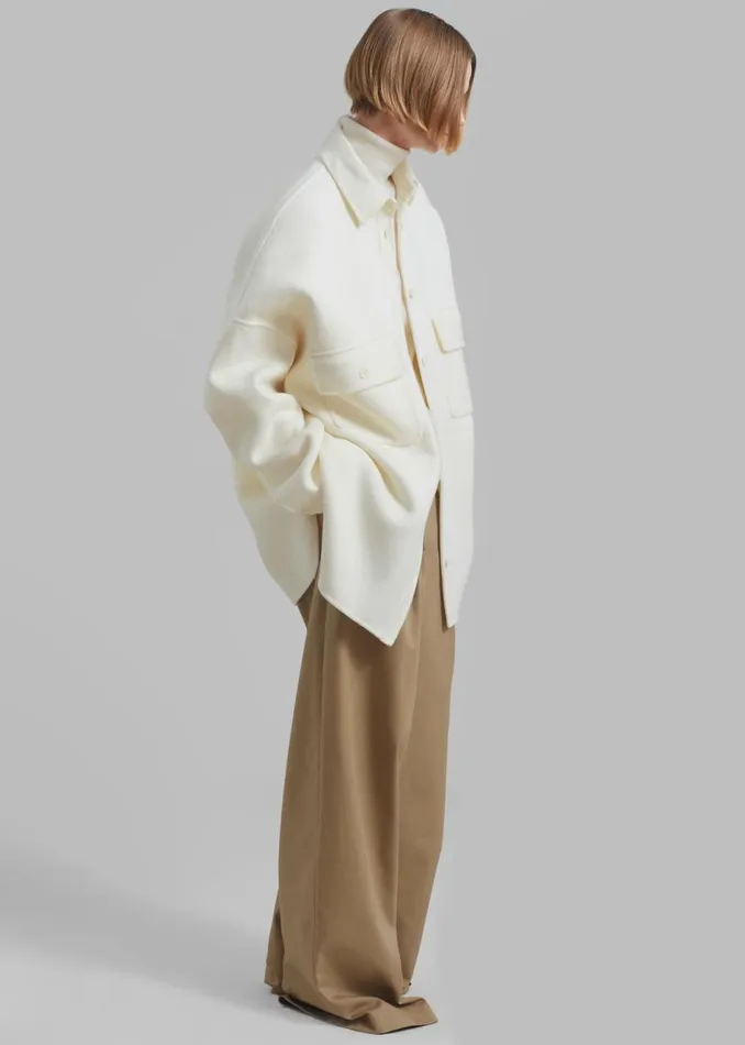 Women The Frankie Shop Tops Dallas Wool Overshirt Ivory