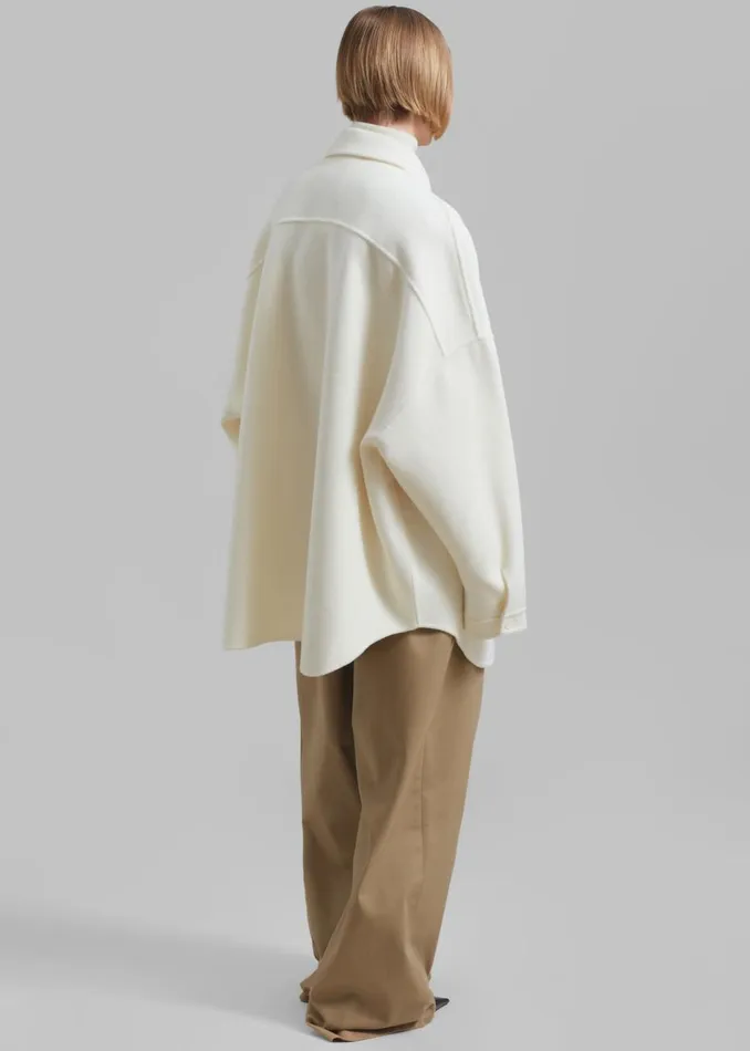 Women The Frankie Shop Tops Dallas Wool Overshirt Ivory
