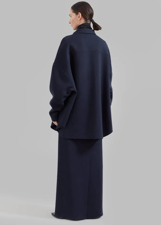Women The Frankie Shop Tops Dallas Wool Overshirt Navy