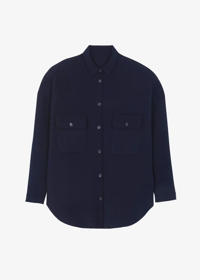 Women The Frankie Shop Tops Dallas Wool Overshirt Navy
