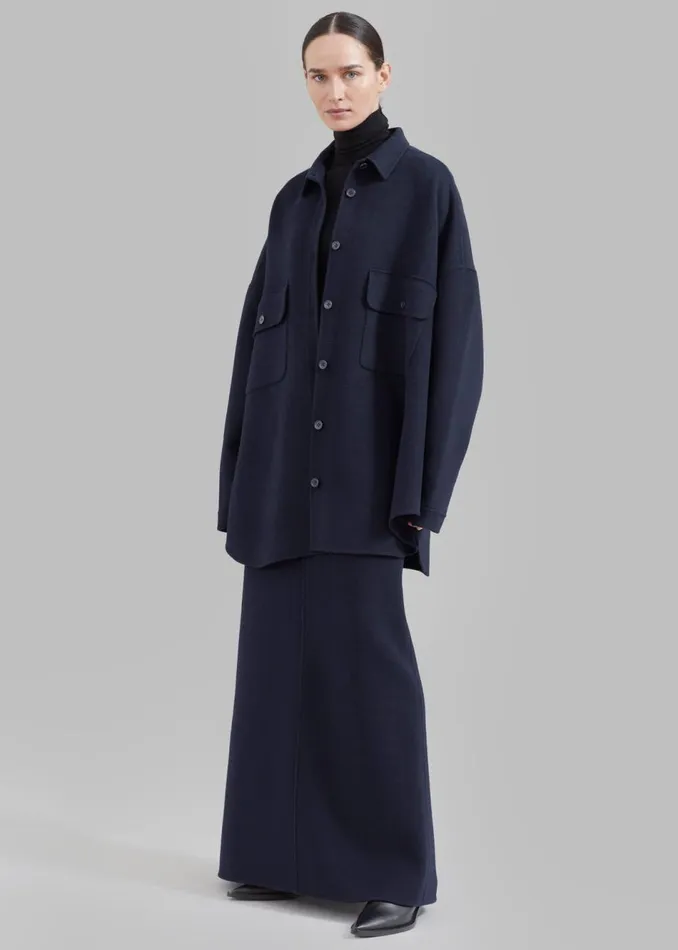 Women The Frankie Shop Tops Dallas Wool Overshirt Navy