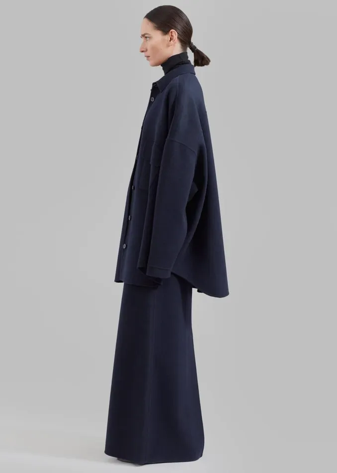 Women The Frankie Shop Tops Dallas Wool Overshirt Navy