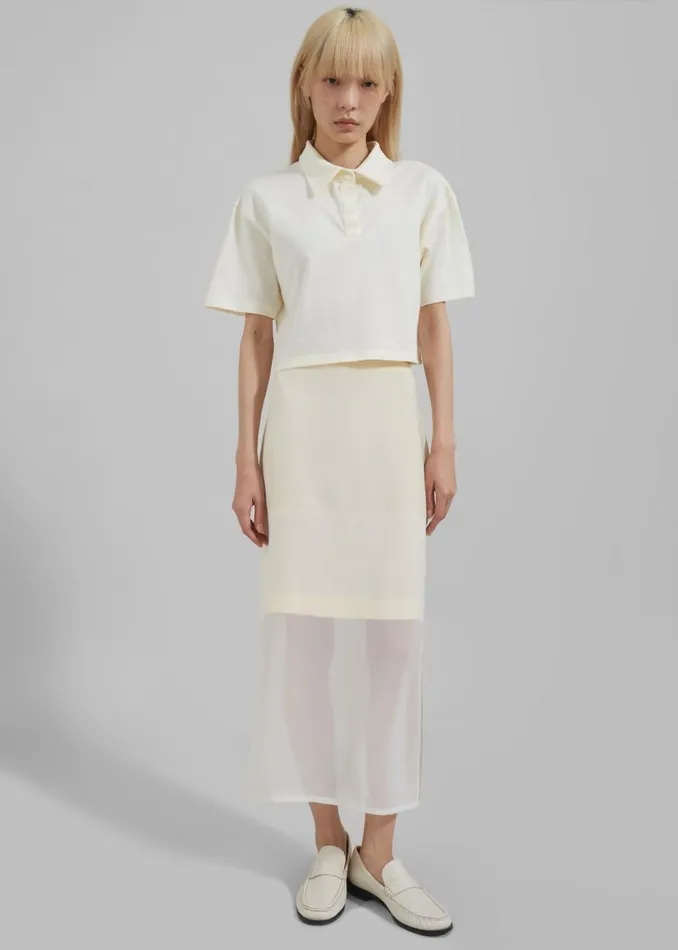 Women The Frankie Shop Tops Dawson Cropped Polo Beige