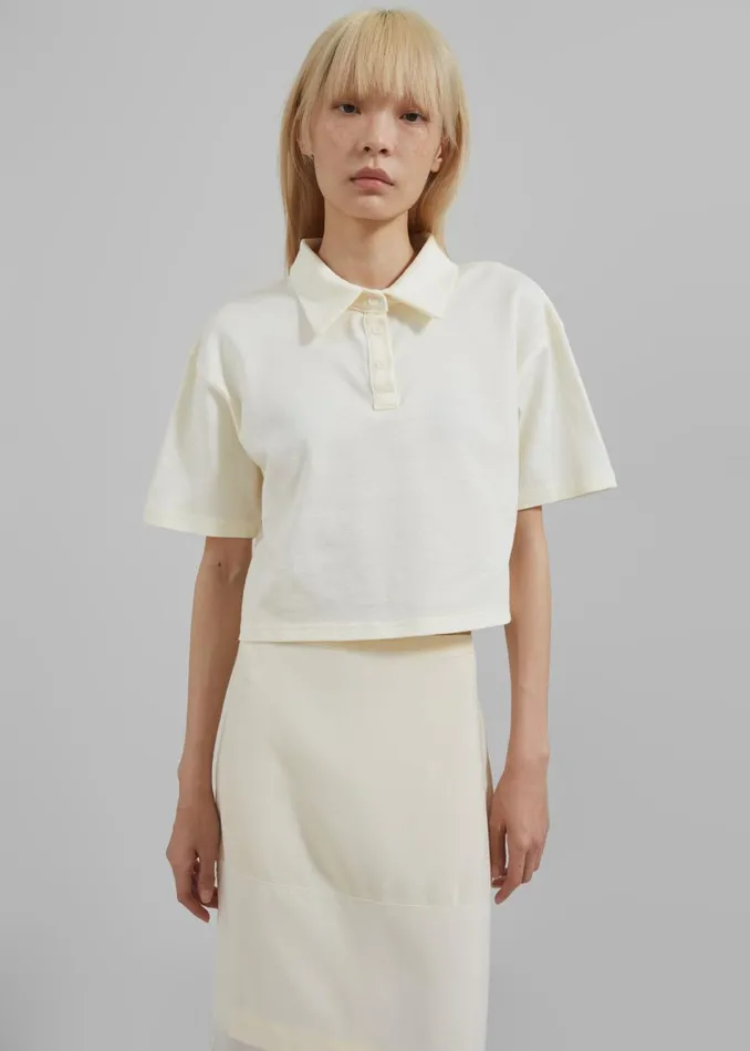 Women The Frankie Shop Tops Dawson Cropped Polo Beige