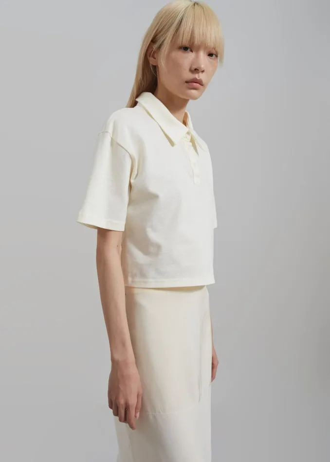Women The Frankie Shop Tops Dawson Cropped Polo Beige