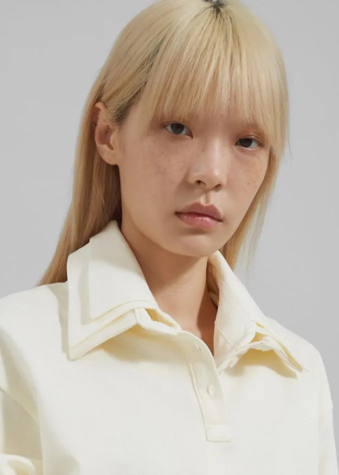 Women The Frankie Shop Tops Dawson Cropped Polo Beige