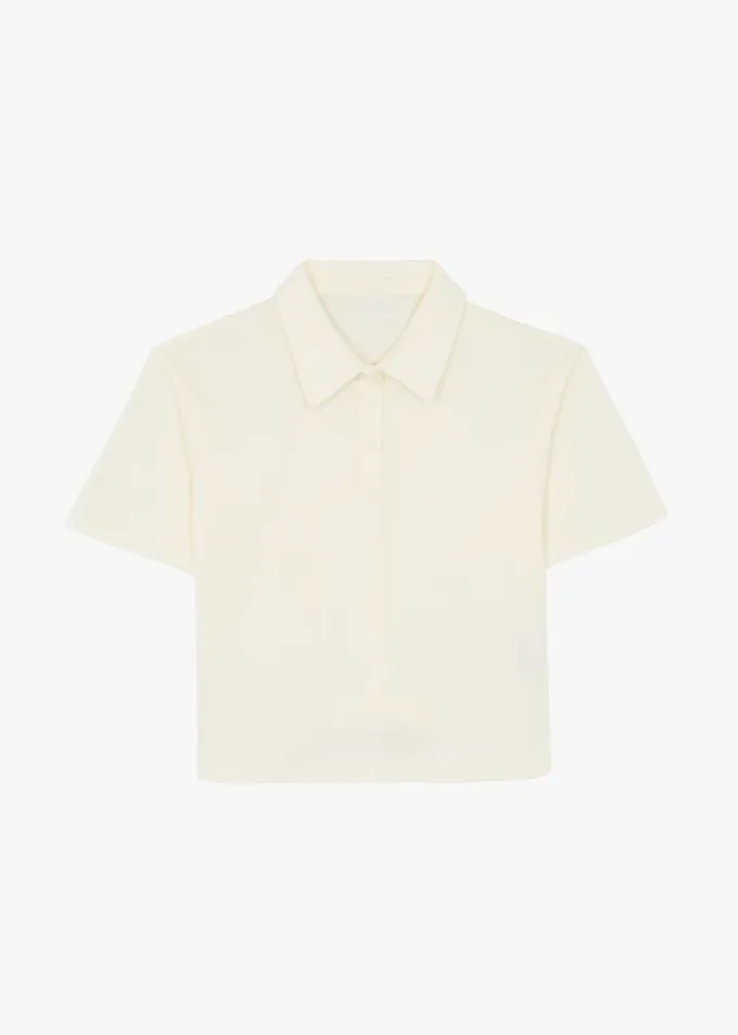 Women The Frankie Shop Tops Dawson Cropped Polo Beige