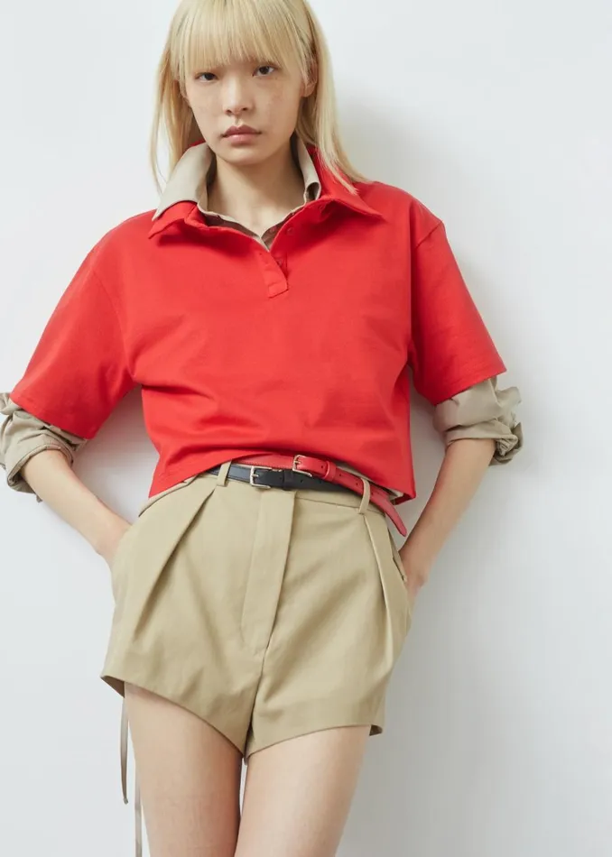 Women The Frankie Shop Tops Dawson Cropped Polo Red