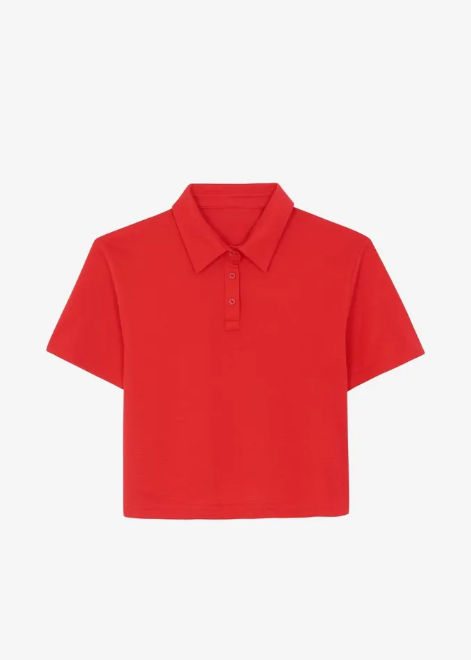 Women The Frankie Shop Tops Dawson Cropped Polo Red