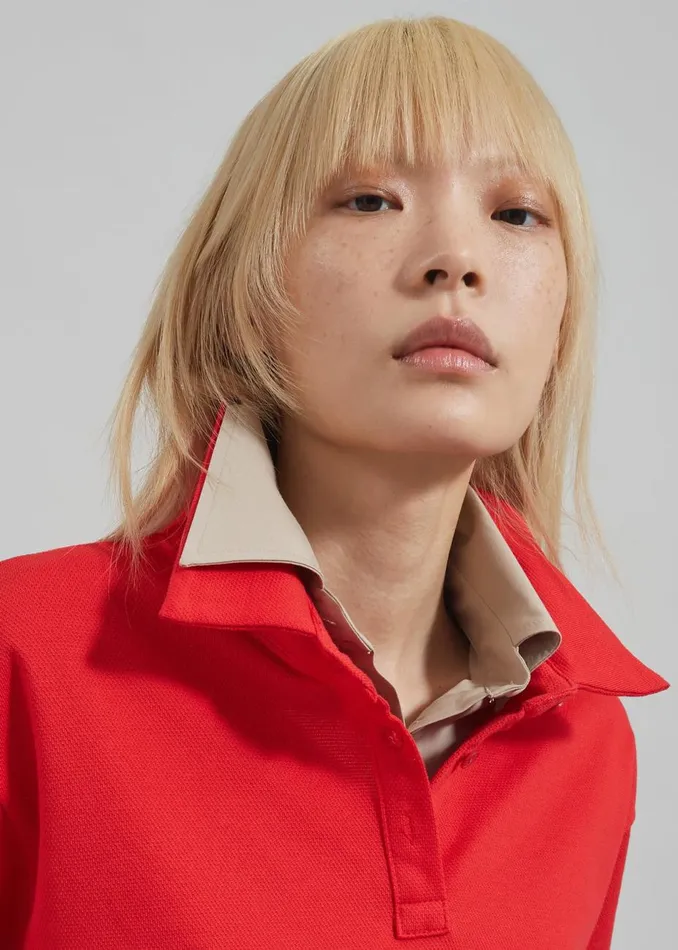 Women The Frankie Shop Tops Dawson Cropped Polo Red