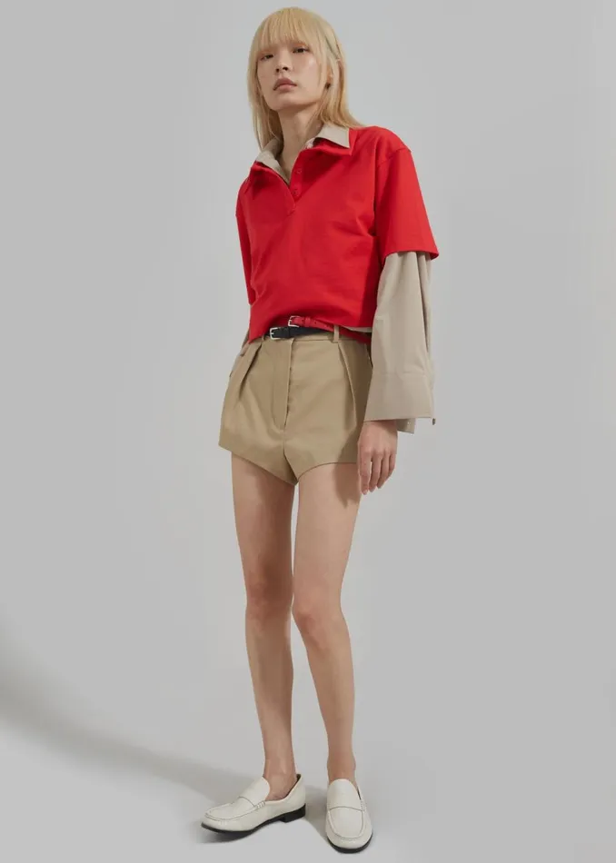 Women The Frankie Shop Tops Dawson Cropped Polo Red