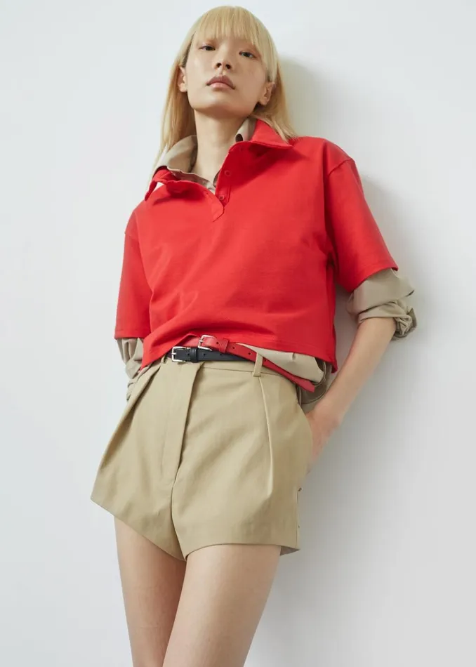 Women The Frankie Shop Tops Dawson Cropped Polo Red