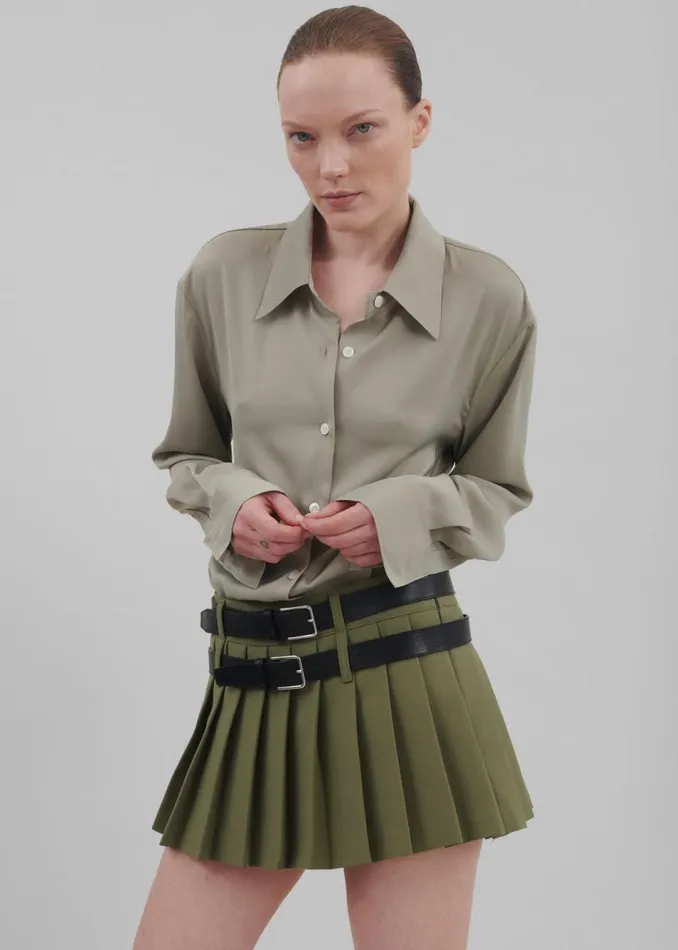 Women The Frankie Shop Tops Daylin Button Up Shirt Khaki