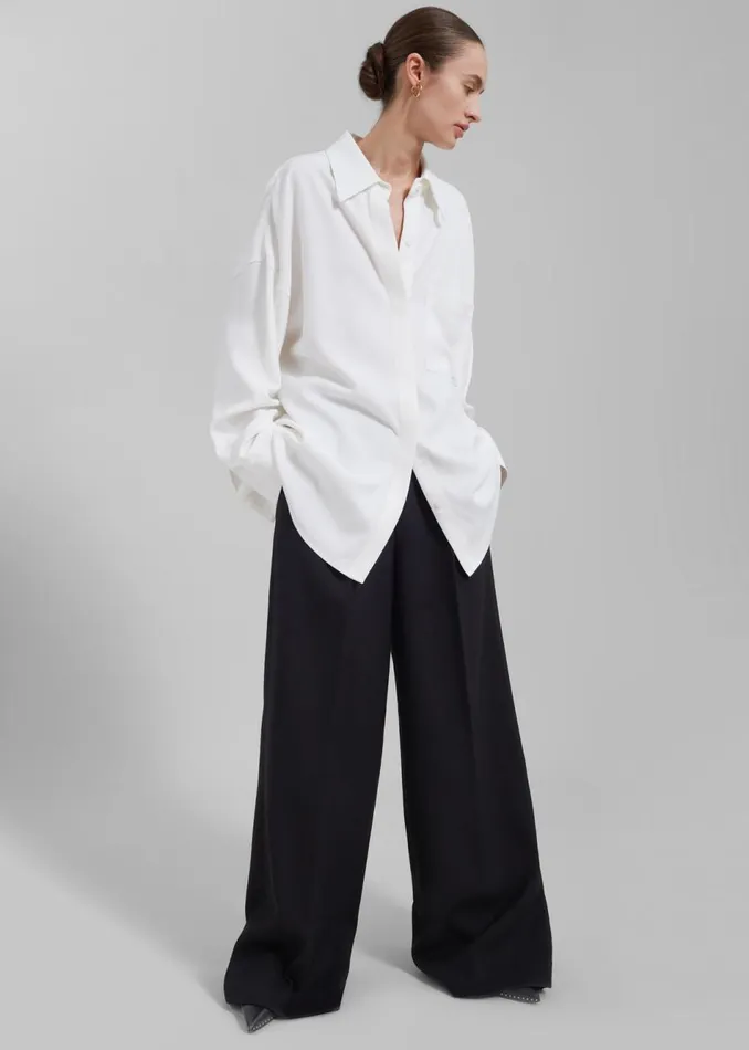 Women The Frankie Shop Tops Della Midweight Button Up Shirt White
