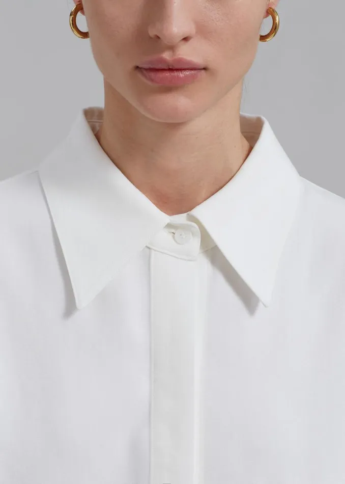 Women The Frankie Shop Tops Della Midweight Button Up Shirt White