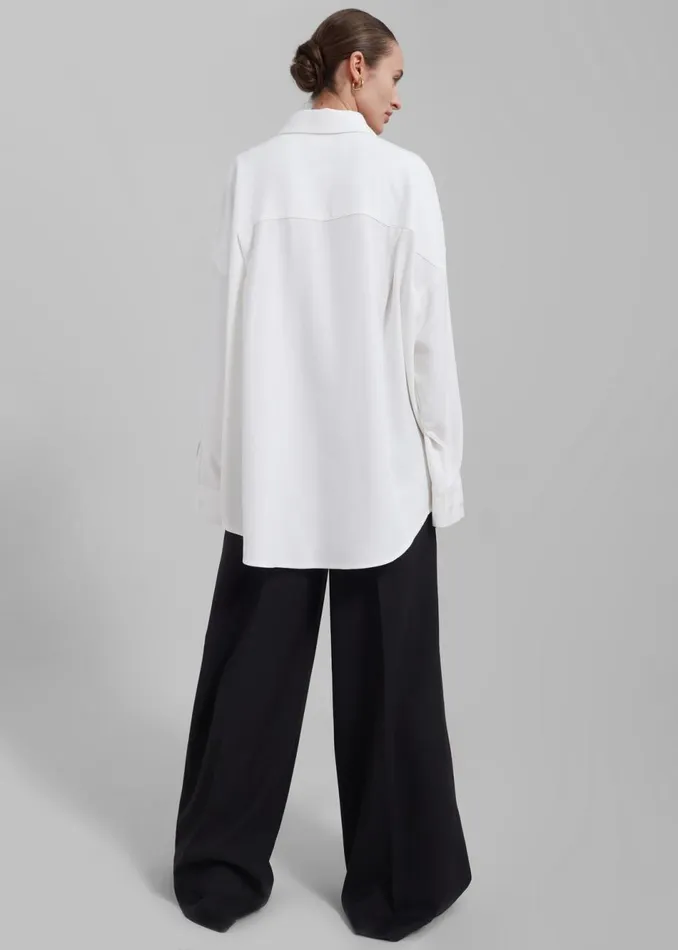 Women The Frankie Shop Tops Della Midweight Button Up Shirt White