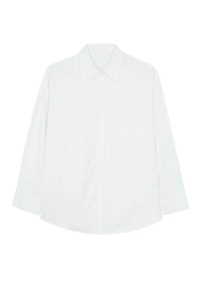 Women The Frankie Shop Tops Della Midweight Button Up Shirt White