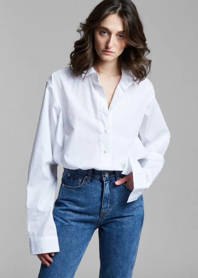 Women The Frankie Shop Tops Dusky Classic Oversized Shirt White