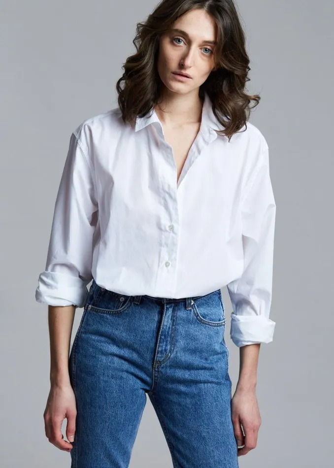 Women The Frankie Shop Tops Dusky Classic Oversized Shirt White
