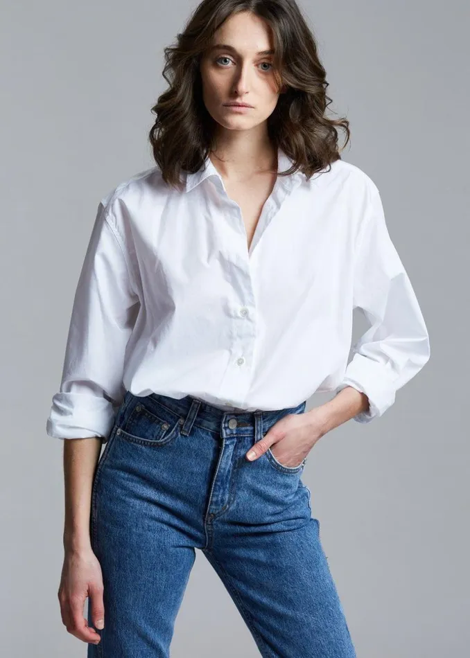Women The Frankie Shop Tops Dusky Classic Oversized Shirt White