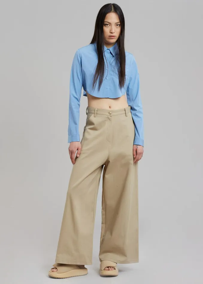 Women The Frankie Shop Tops Eiko Cropped Shirt Blue