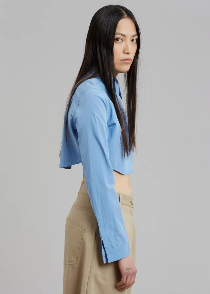Women The Frankie Shop Tops Eiko Cropped Shirt Blue