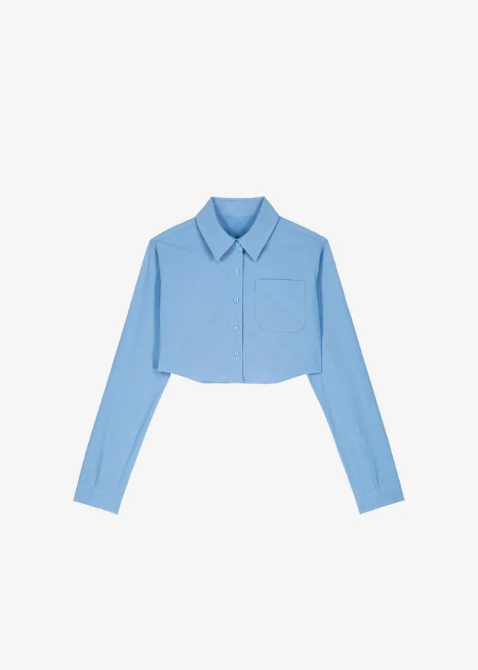Women The Frankie Shop Tops Eiko Cropped Shirt Blue