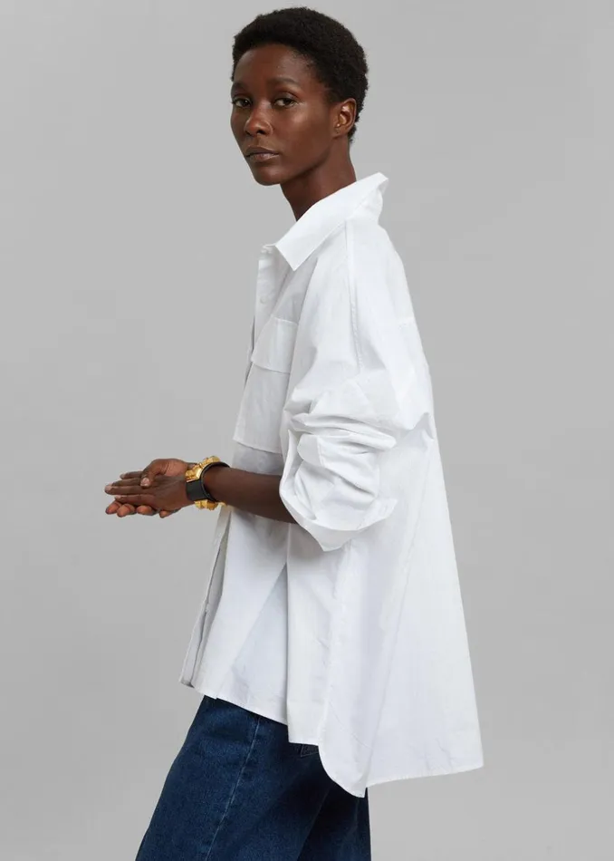 Women The Frankie Shop Tops Elara Oversized Shirt Optic White
