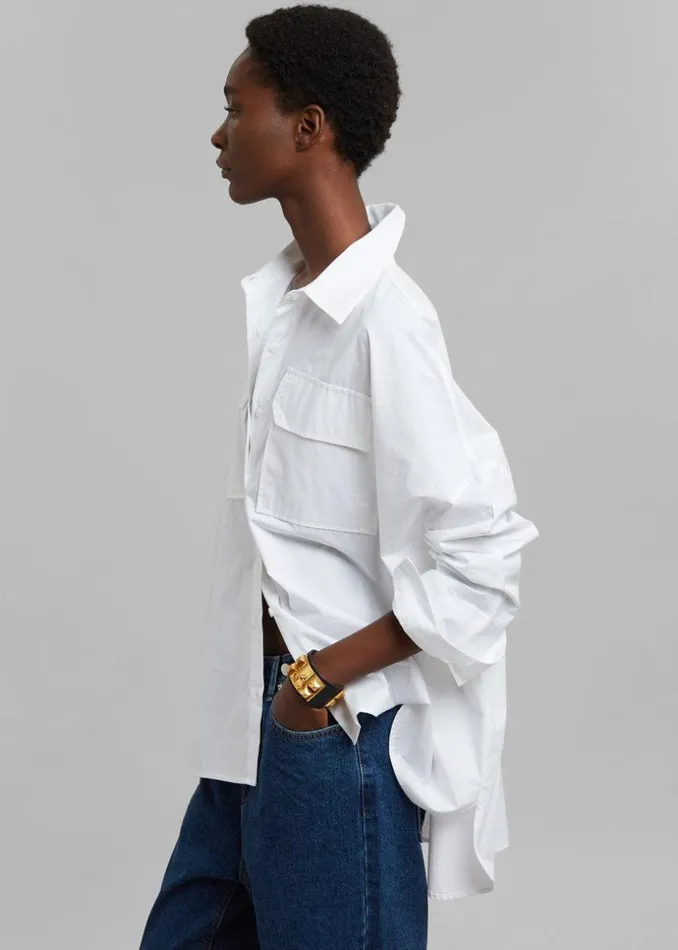 Women The Frankie Shop Tops Elara Oversized Shirt Optic White