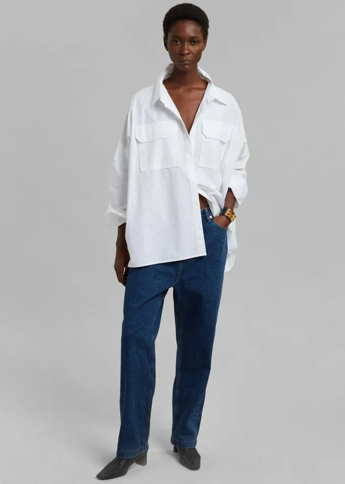 Women The Frankie Shop Tops Elara Oversized Shirt Optic White