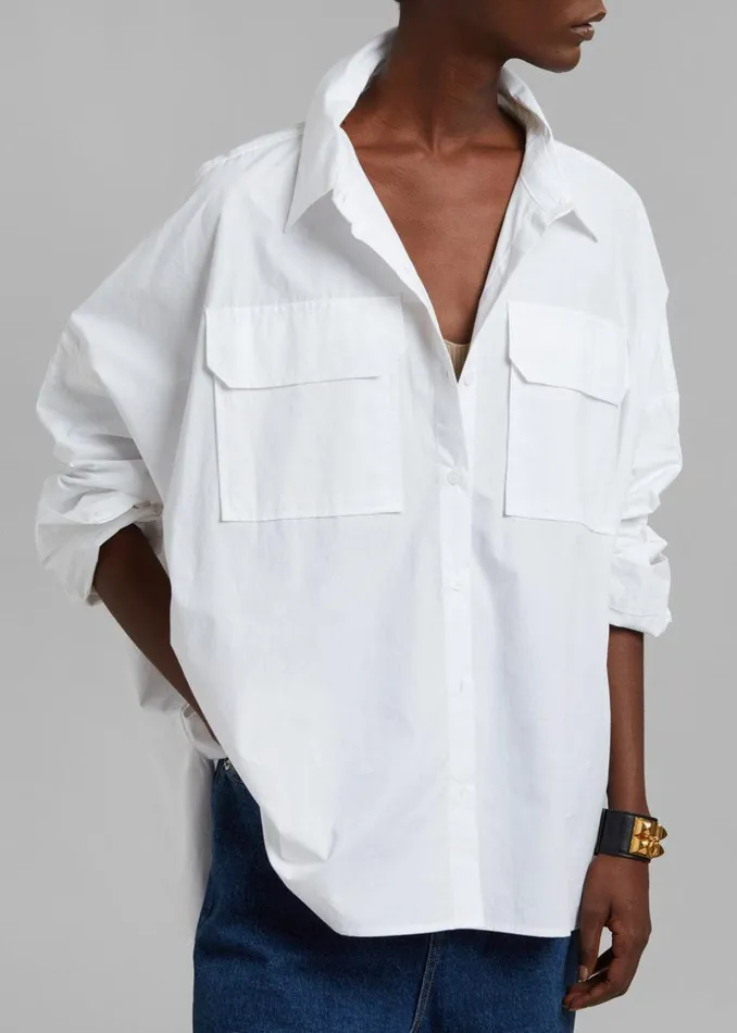 Women The Frankie Shop Tops Elara Oversized Shirt Optic White