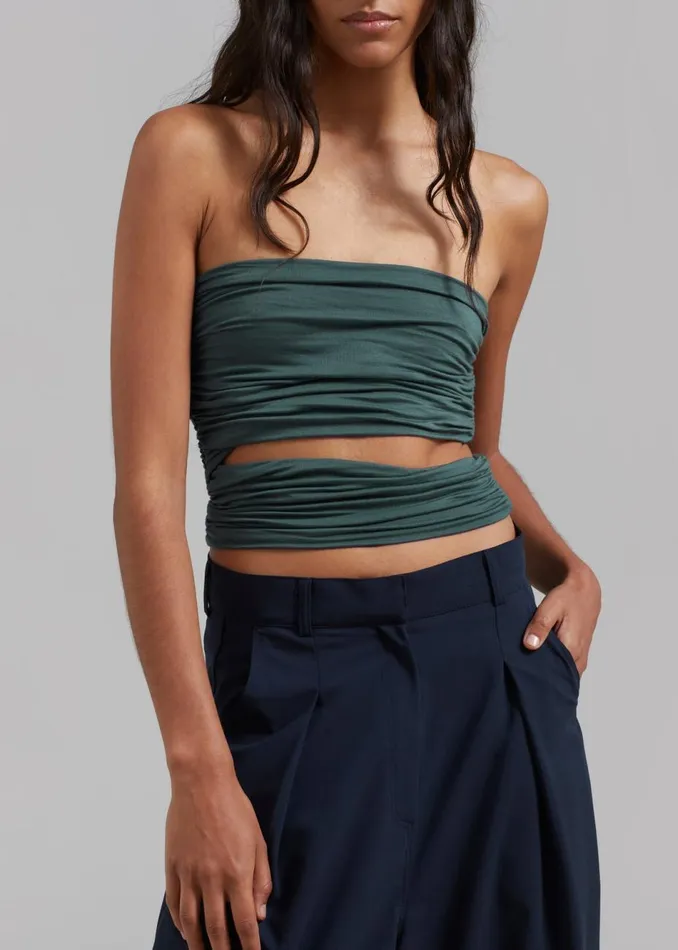 Women The Frankie Shop Tops Elena Tube Top Deep Teal