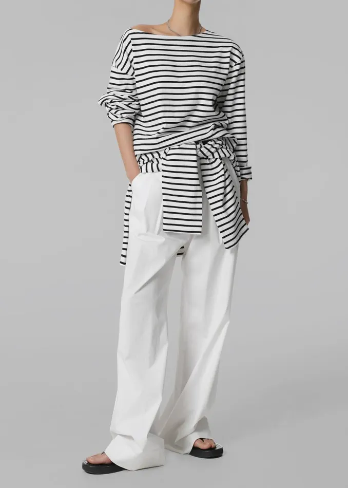 Women The Frankie Shop Tops Elin Boatneck Top Black Stripe