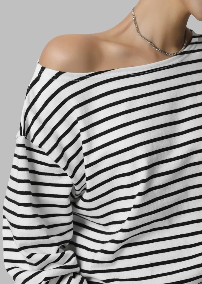 Women The Frankie Shop Tops Elin Boatneck Top Black Stripe