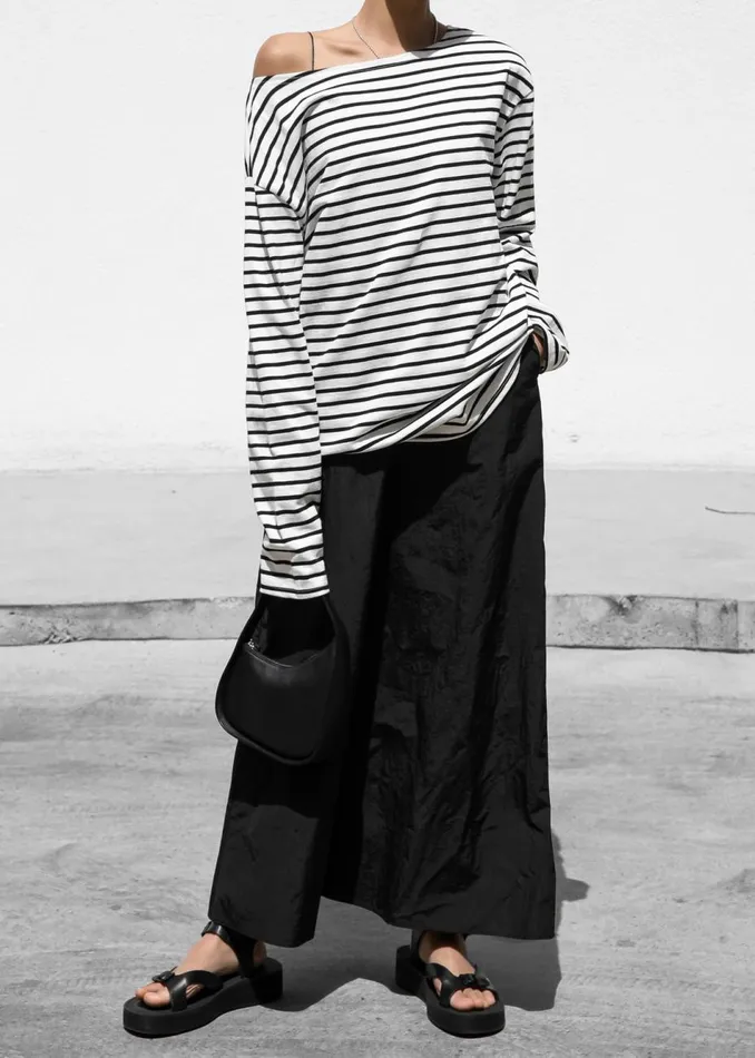 Women The Frankie Shop Tops Elin Boatneck Top Black Stripe
