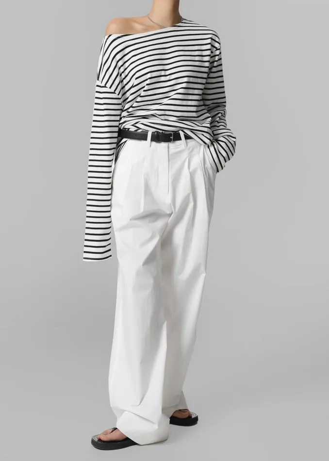 Women The Frankie Shop Tops Elin Boatneck Top Black Stripe