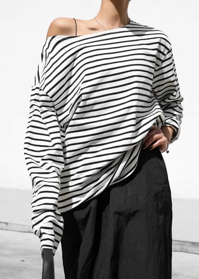 Women The Frankie Shop Tops Elin Boatneck Top Black Stripe