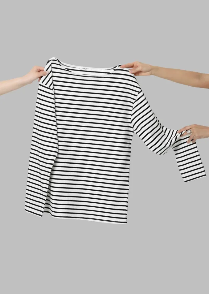Women The Frankie Shop Tops Elin Boatneck Top Black Stripe