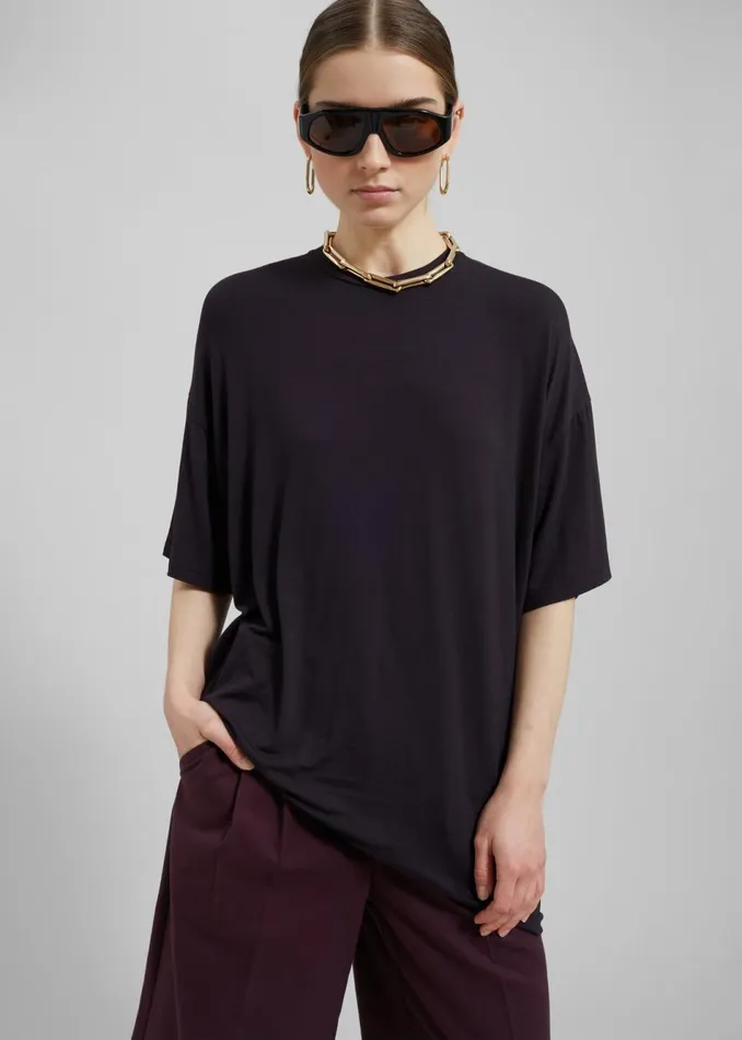 Women The Frankie Shop Tops Ella Boxy Tee Dark Plum