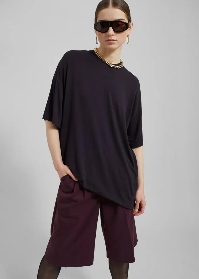 Women The Frankie Shop Tops Ella Boxy Tee Dark Plum