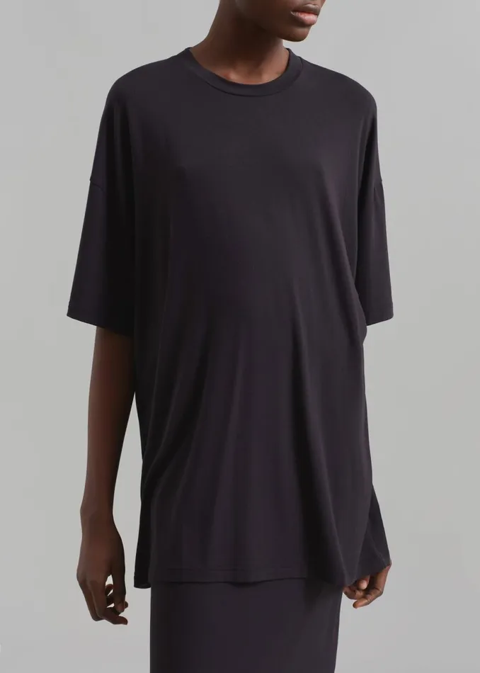 Women The Frankie Shop Tops Ella Boxy Tee Dark Plum